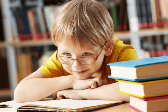 Boy in library